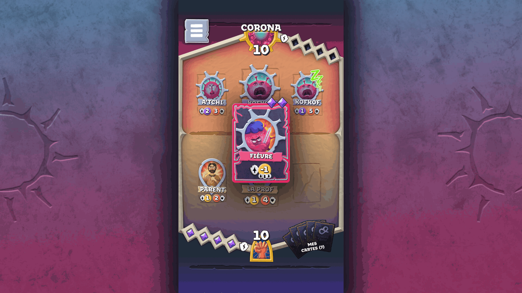 Capture d’écran du jeu «CoronaQuest»