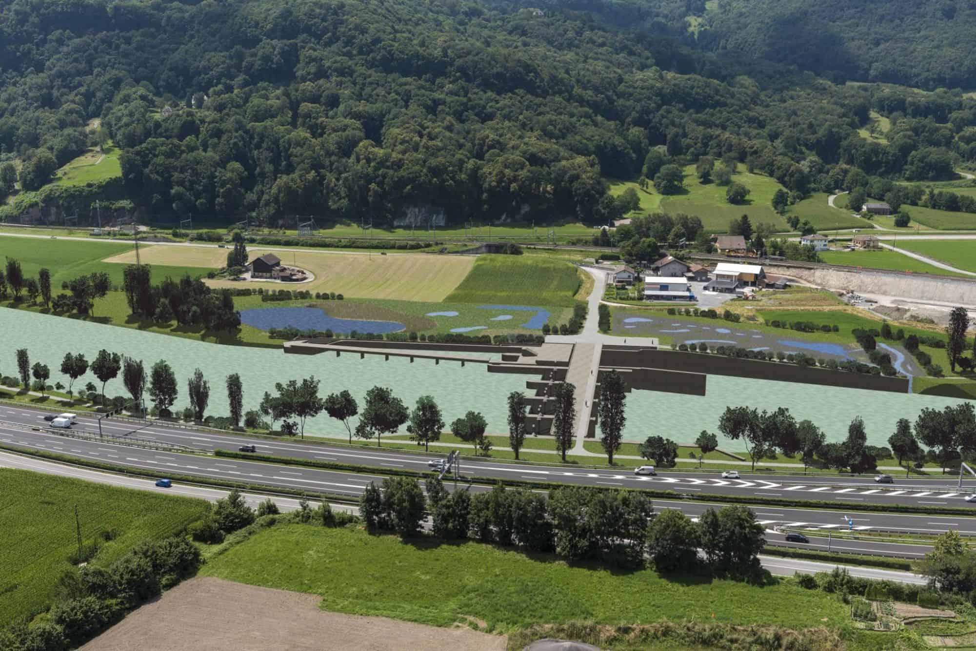 Le projet de barrage est envisagé à la hauteur de Bex et de Saint-Maurice. DR – MBR SA